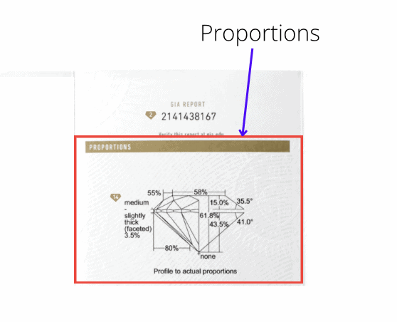 GIA Report -- Proportions Section